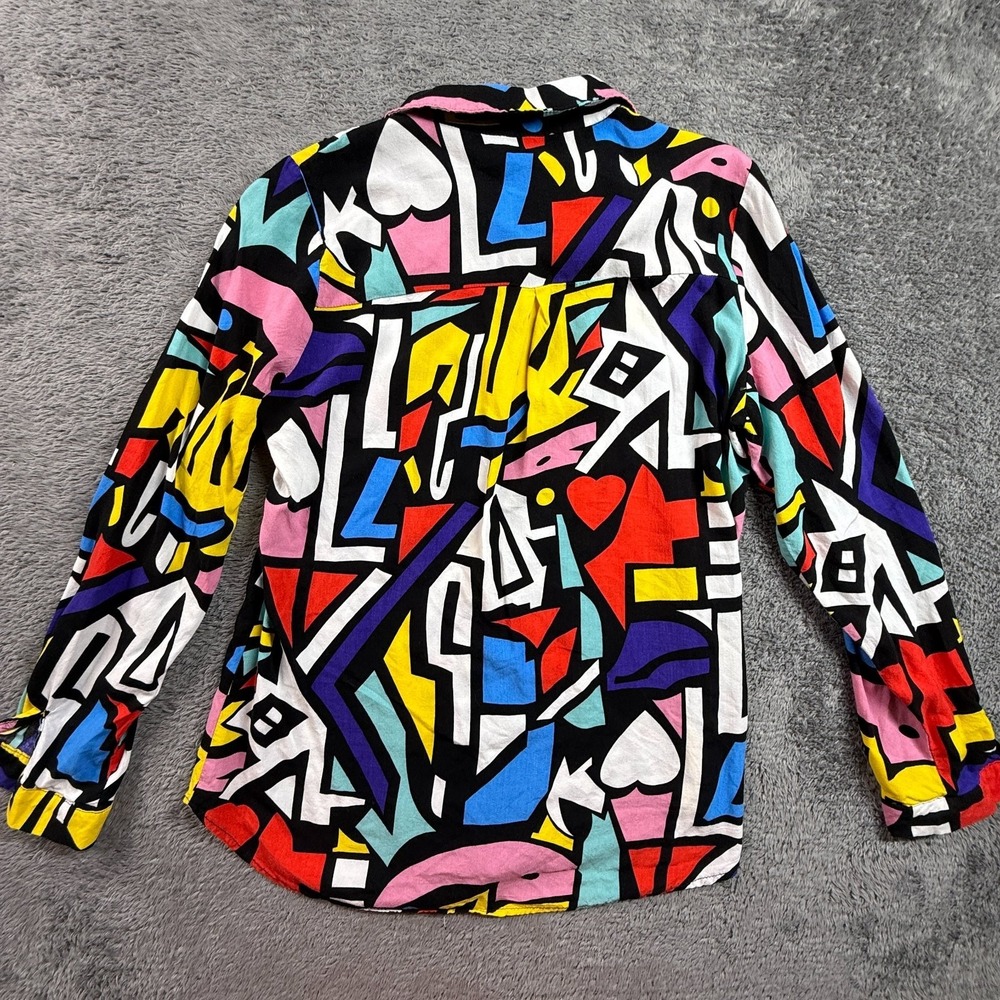 Big Dart Vintage 90s Womens Abstract Geometric Art Button Shirt Colorful M - Picture 2 of 6